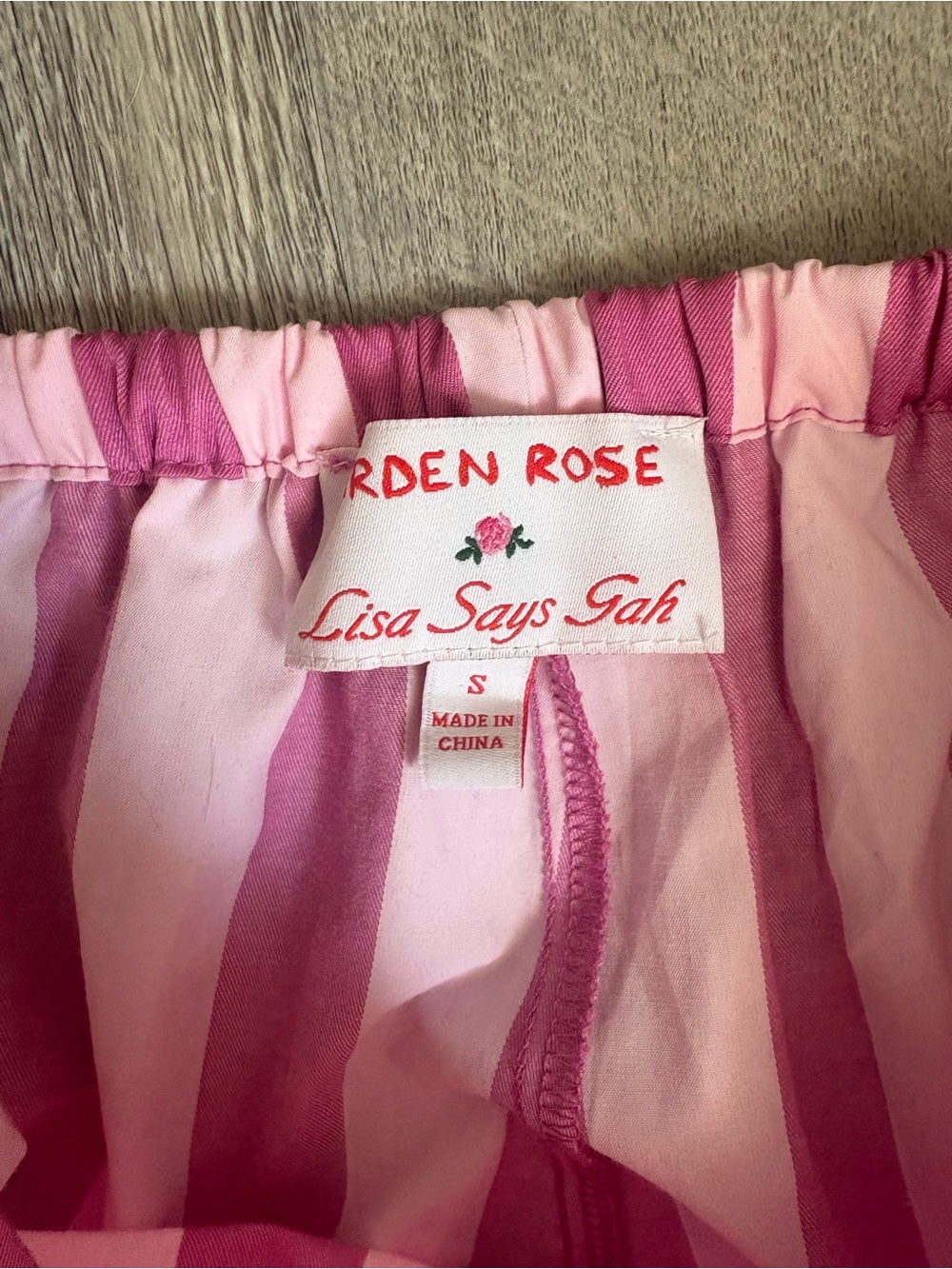 Lisa Says Gah Arden Rose Striped  Pants with Ruffle - Picture 3 of 4